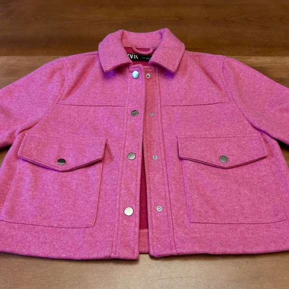 Zara Metal Button Cropped Jacket Pink - Picture 9 of 14